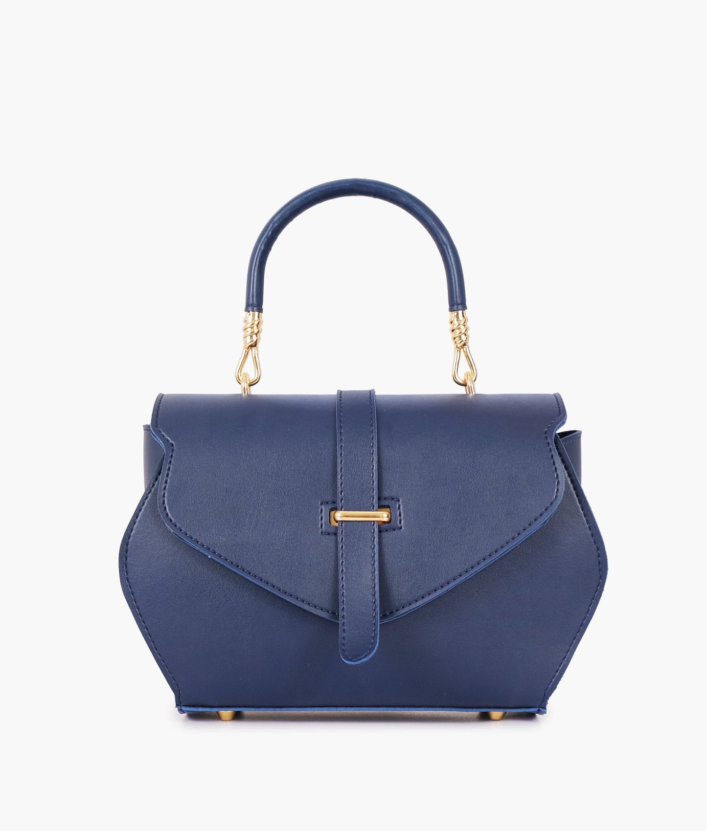 Blue top-handle hexagon bag