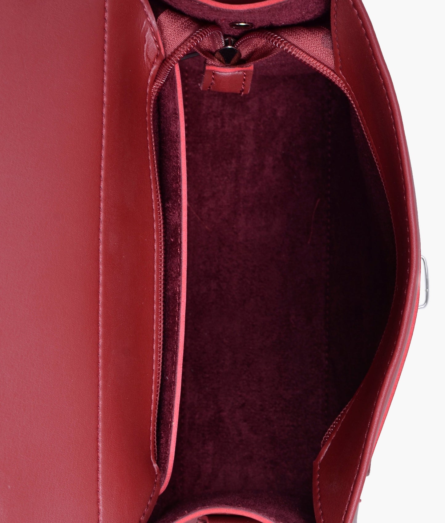 Maroon push-lock messenger bag