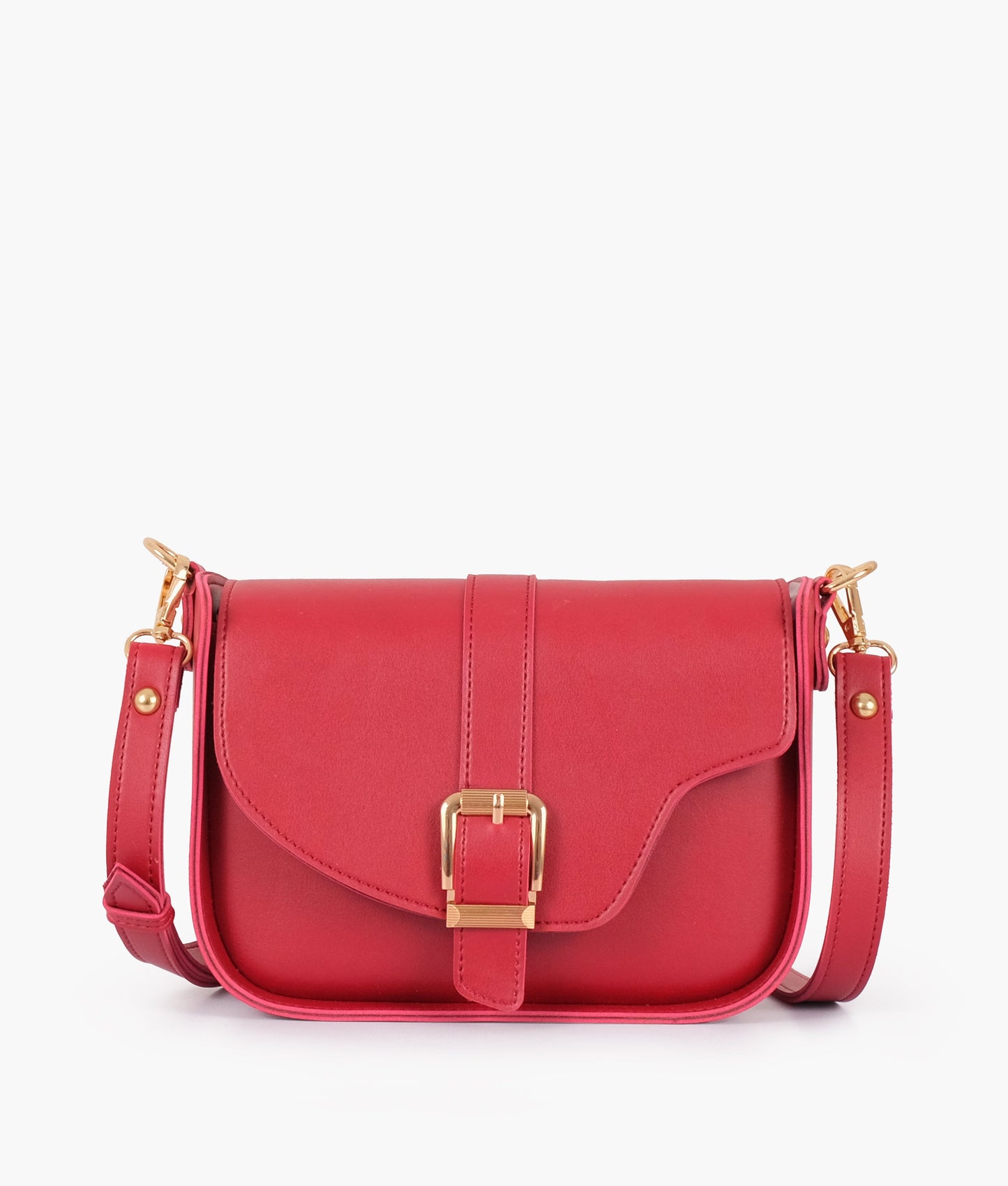 Maroon saddle buckle bag