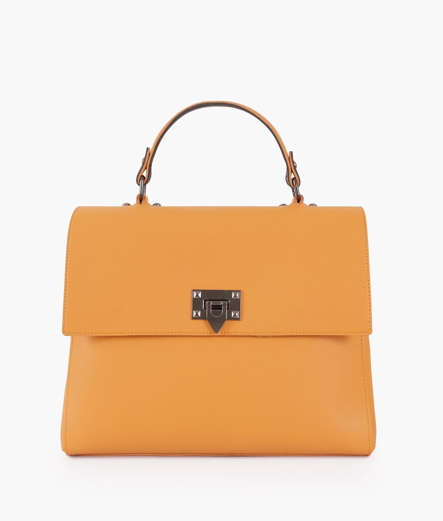 Mustard flap-over top-handle bag