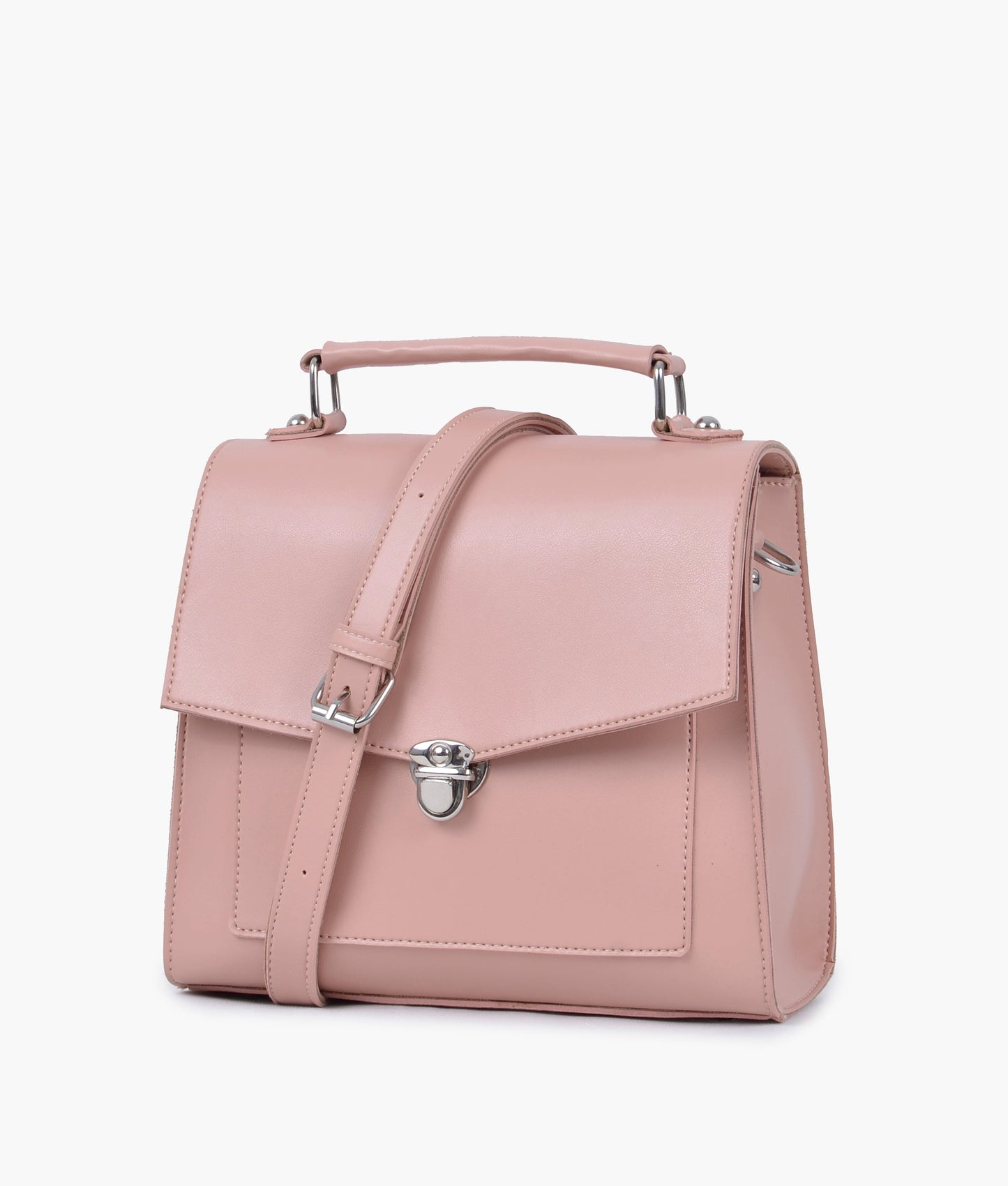 Peach push-lock messenger bag